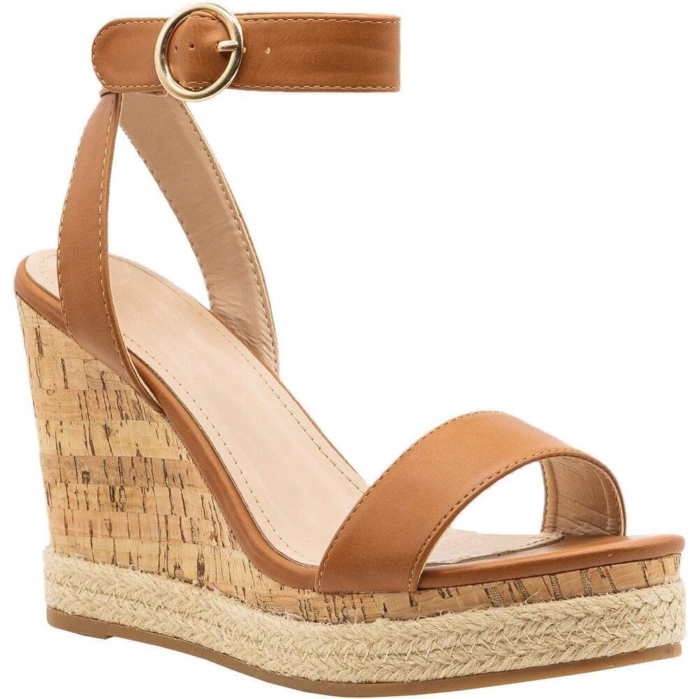 Last OneLiyuandia Women  Espadrille Cork Platform Wedge Sandal Ankle Strap Brown